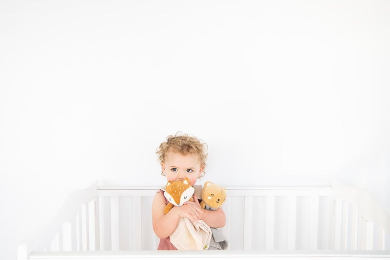 pearhead Baby Teddy Bear Lovey Blanket - Soft Snuggle Toy for Infants & Toddlers, Stocking Stuffer Ideas for Babies, Newborn, Stuffed Animal Security Lovie, Cotton Muslin - Image 4